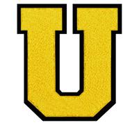 1 PC 6.0" Yellow Chenille Letter Patch with Black Border Large Iron On or Sew On Varsity Letters for Jackets & Homecoming Mums High-Visibility Alphabet Patches for Sports & DIY Gifts (U)