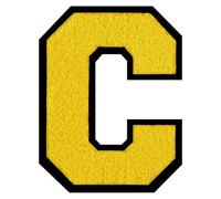 1 PC 6.0" Yellow Chenille Letter Patch with Black Border Large Iron On or Sew On Varsity Letters for Jackets & Homecoming Mums High-Visibility Alphabet Patches for Sports & DIY Gifts (C)