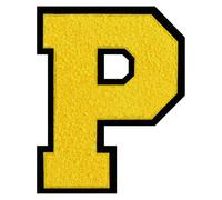 1 PC 6.0" Yellow Chenille Letter Patch with Black Border Large Iron On or Sew On Varsity Letters for Jackets & Homecoming Mums High-Visibility Alphabet Patches for Sports & DIY Gifts (P)