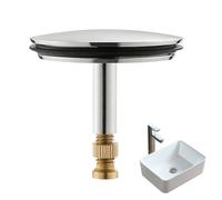 1 Pc Adjustable Bath Plug with Screw Heavy Duty Brass Chrome Bathtub Plug 43mm Cover Pop-Up Bathtub Chock Plug 8mm Pole Bath Tub Plug for UK Standard Bathtub (Sliver，2 PCS)