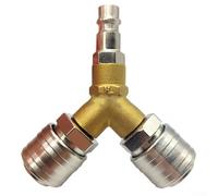1 pc Air Line Connectors Airline Hose Compressor Fittings 1/4" 3 Way Quick Release Y Splitter Airline Coupling for Air Pump Compressor(Nickel Plating)
