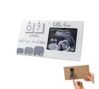 1 Pc Baby Scan Photo Frame, 9.5'' x 5'' Ultrasound Frame with Countdown Weeks, Baby Announcement Gender Reveal Pregnancy Gift for Mum To Be (Grey, Elephant)