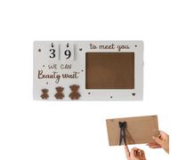 1 Pc Baby Scan Photo Frame, 9.5'' x 5'' Ultrasound Frame with Countdown Weeks, Baby Announcement Gender Reveal Pregnancy Gift for Mum To Be (Brown, Bear)