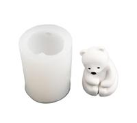 1 Pc Bear Silicone Candle Molds, Mini 3D Polar Bear Mold for Cake Decoration, DIY Handmade Fondant, Clay, Chocolate