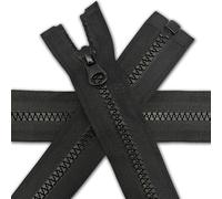 1 pc Black Chunky Zipper 21.6'' | Open-End Fastener Size #5 | Single Slider, One-Way Plastic Resin Zip for Sewing, Jackets, Coats, DIY Repair, Tailoring | Replacement Zipper 55cm