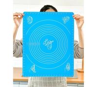 1 Pc Blue 50x40cm Non-Stick and No-Slip Silicone Baking Pastry Mat 19.7''x15.8'' Fondant Mat Dough Rolling Mat with Measurement Cookies Cake Bread Making