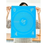 1 Pc Blue 50x40cm Non-Stick and No-Slip Silicone Baking Pastry Mat 19.7''x15.8'' Fondant Mat Dough Rolling Mat with Measurement Cookies Cake Bread Making