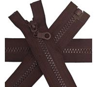 1 pc Brown Chunky Zipper 24'' | Open-End Fastener Size #5 | Single Slider, One-Way Plastic Resin Zip for Sewing, Jackets, Coats, DIY Repair, Tailoring | Replacement Zipper 60cm