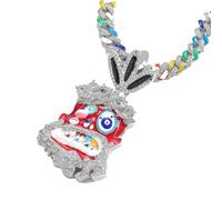 1 Pc Cartoon Avatar Pendant With Colorful Dripping Oil Zircon Hip-hop Necklace
