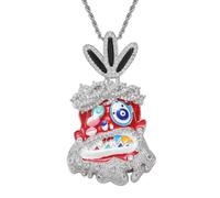 1 Pc Cartoon Avatar Pendant With Colorful Dripping Oil Zircon Hip-hop Necklace