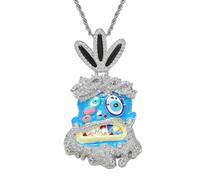 1 Pc Cartoon Avatar Pendant With Colorful Dripping Oil Zircon Hip-hop Necklace