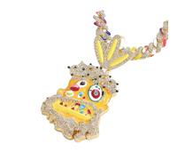 1 Pc Cartoon Avatar Pendant With Colorful Dripping Oil Zircon Hip-hop Necklace