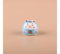 1 pc Ceramic Beads Lucky Cat Beads Porcelain Spacer Bead for DIY Jewelry Making Mobile Phone Chain(Blue)