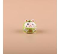 1 pc Ceramic Beads Lucky Cat Beads Porcelain Spacer Bead for DIY Jewelry Making Mobile Phone Chain(Green)