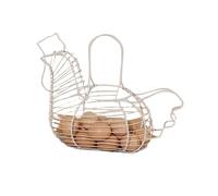 1 Pc Chicken Shaped Egg Basket Rustic Decor Chicken Basket Egg Holder Farm Chicken Egg Holder Kitchen Storage Metal Wire Egg Basket With Handle for Home Kitchen Fruit Storage Rooster Decor, White