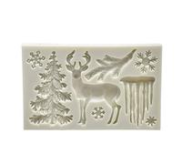 1 PC Christmas Silicone Moulds,Snowflake Christmas Tree Reindeer Candy Chocolate Silicone Molds Baking Tool for Xmas Birthday Party Supplies Cake Decoration,11.8x7.5x1.1cm
