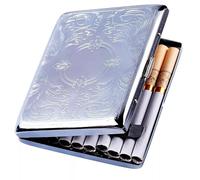 1 Pc Cigarette Case Metal Box, Stainless Steel Cigarette Holder Holds 20 Cigarettes 84mm, Slim Tobacco Box, Pocket Size for Men & Women, Durable Cigarette Case for Roll Ups (Silver)