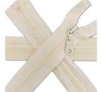 1 pc Cream Chunky Zipper 24'' | Open-End Fastener Size #5 | Single Slider, One-Way Plastic Resin Zip for Sewing, Jackets, Coats, DIY Repair, Tailoring | Replacement Zipper 60cm