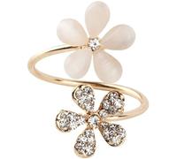 1 Pc Crystal Double Daisy Flower Petals Ring Cute Brand Design Adjustable Ring For Women Fine Jewelry Gold Fashion processing