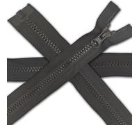 1 pc Dark Grey Chunky Zipper 21.6'' | Open-End Fastener Size #5 | Single Slider, One-Way Plastic Resin Zip for Sewing, Jackets, Coats, DIY Repair, Tailoring | Replacement Zipper 55cm