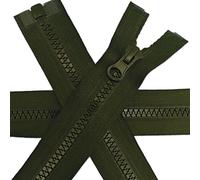 1 pc Dark Olive Green Chunky Zipper 15.7'' | Open-End Fastener Size #5 | Single Slider, One-Way Plastic Resin Zip for Sewing, Jackets, Coats, DIY Repair, Tailoring | Replacement Zipper 40cm