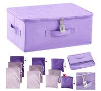1 PC Discreet Lockable Adult Toy Bag Storage Organizer with 9 Pcs Toy Storage Drawstring Bags Organizer for Women and Men 3 Sizes, 15 x 10 x 6.3 Inches Lockable Box Travel Container(Purple)