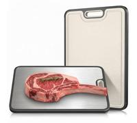 1 Pc Double - Sided Chopping Boards, 304 Stainless Steel and Wheat Straw, 38.6L x 27.9W x 1.5CM, for Kitchen Cutting and Chopping (Silver - Black)