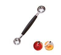 1 PC Double Sided Melon Baller, Round Melon Balls Fruit Baller Scoop Melon Baller Scoop Stainless Steel Melon Baller Melon Scoop Double Scoop Ice Cream Cone Double Dessert Scoop for Fruit Ice Cream