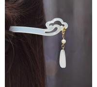 1 Pc Elegant Chinese Acetate Jade Hair Sticks for Long Hair,Hair Fork With Tassel Flower Pendent,Simple Hairpins for Cheongsam Braided Hairpins