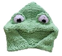 1 Pc Frog Hat Women's Crochet Knitted Cute Frog Hat with Warm Masked Hoodie Beanie Caps for Autumn and Winter