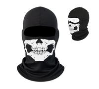 1 Pc Ghost Balaclava Mask Skull Balaclava Skeleton Costume Full Head Ski Snood Mask Knitted Windproof Warmer Headwear for Bike Skateboard Motorcycle Snowboard Outdoor Sport Black