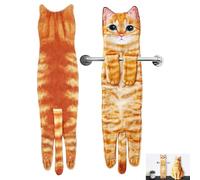 1 Pc Ginger Cat Tea Towels/Orange Tea Towels, Kitchen Hand Towel, Funny Tea Towels, Cute Bathroom Kitchen Decorative Hanging, Super Absorbent Soft, Gifts For Cats Lovers, New Home Gifts (Orange Cat)