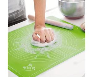 1 Pc Green 50x40cm Non-Stick and No-Slip Silicone Baking Pastry Mat 19.7''x15.8'' Fondant Mat Dough Rolling Mat with Measurement Cookies Cake Bread Making