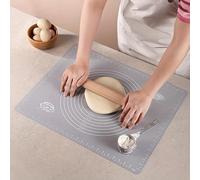 1 Pc Grey 50x40cm Non-Stick and No-Slip Silicone Baking Pastry Mat 19.7''x15.8'' Fondant Mat Dough Rolling Mat with Measurement Cookies Cake Bread Making
