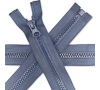 1 pc Grey Chunky Zipper 24'' | Open-End Fastener Size #5 | Single Slider, One-Way Plastic Resin Zip for Sewing, Jackets, Coats, DIY Repair, Tailoring | Replacement Zipper 60cm