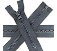 1 pc Grey Chunky Zipper 33.5'' | Open-End Fastener Size #5 | Single Slider, One-Way Plastic Resin Zip for Sewing, Jackets, Coats, DIY Repair, Tailoring | Replacement Zipper 85cm