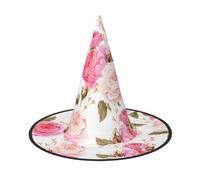 1 PC Halloween Hat – Floral Flower Rose Pink Print Witches Decor Party Witch Costume, Pointed Horn Cap, Festive Gift