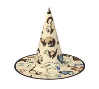 1 PC Halloween Hat – Hairy Ferret Print Witches Decor Party Witch Costume, Pointed Horn Cap, Festive Gift