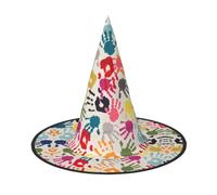 1 PC Halloween Hat – Hand Print Print Witches Decor Party Witch Costume, Pointed Horn Cap, Festive Gift