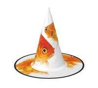 1 PC Halloween Hat – Witch Cute goldfish Print Costume Party, Women Men, Pointed Horn Cap, Light for Festive Easter