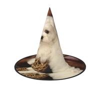 1 PC Halloween Hat – Witch french poodle Print Costume Party, Women Men, Pointed Horn Cap, Light for Festive Easter