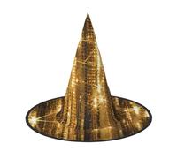 1 PC Halloween Hat â€“ Witch Gold Sequin Sparkle Print Costume Party, Women Men, Pointed Horn Cap, Light for Festive Easter