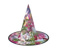 1 PC Halloween Hat – Witch Novelty Hummingbird Print Costume Party, Women Men, Pointed Horn Cap, Light for Festive Easter