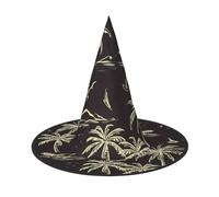 1 PC Halloween Hat â€“ Witch Palm Tree Print Costume Party, Women Men, Pointed Horn Cap, Light for Festive Easter