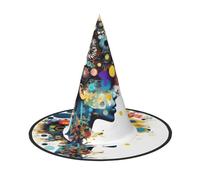 1 PC Halloween Hat Witches Decor - Artificial Intelligence Brain Print Party Witch Costume Cosplay, Dress Up Masquerade Supplies