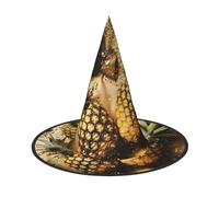 1 PC Halloween Hat Witches Decor - Gold Glitter Pineapples Fruit Print Party Witch Costume Cosplay, Dress Up Masquerade Supplies