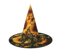 1 PC Halloween with the yellow sunflower Print Hat Cosplay Party Decor | Wizard Witch Costume Cosplay Role Play Festival Witches Carnival Easter sombrero de bruja de Halloween tiene