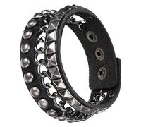 1 Pc Leather Bracelets for Men and Women, Adjustable Punk Rock Bracelet Studded Bracelet Black Leather Rivet Punk Bracelet Metal Wristband for Party Cosplay Night Club Sexy Gift