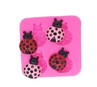 1 Pc Lovely Insect Ladybug Ladybird Silicone Mold for DIY Fondant Desserts Pudding Jelly Shots Soap Mould Handmade Ice Cream Chocolate Cupcake Cake Topper Decoration Candy Ice Cube Gum Paste