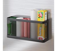 1 Pc Magnetic Shelf for Fridge Magnetic Refrigerator Basket Organizer for Trash Bags/Aluminum Foil/Tin Foil/Plastic Wrap/Cling Film, Spice Rack, Kitchen Storage Holder (Black, L10.83''W2.76''H5.12'')